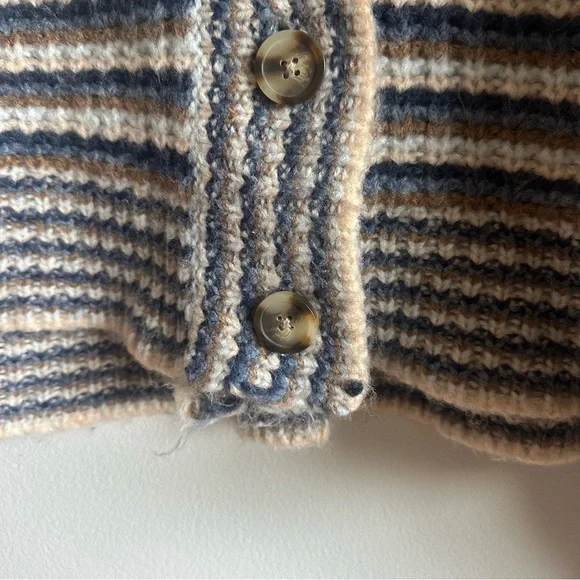 Madewell Waller Crop Cardigan Sweater Stripe Fuzzy Chunky Wool Blend XS - Picture 5 of 10